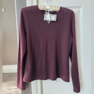 NWT Women's 100% Cashmere Neiman Marcus Merlot Lightweight Sweater Sz Medium